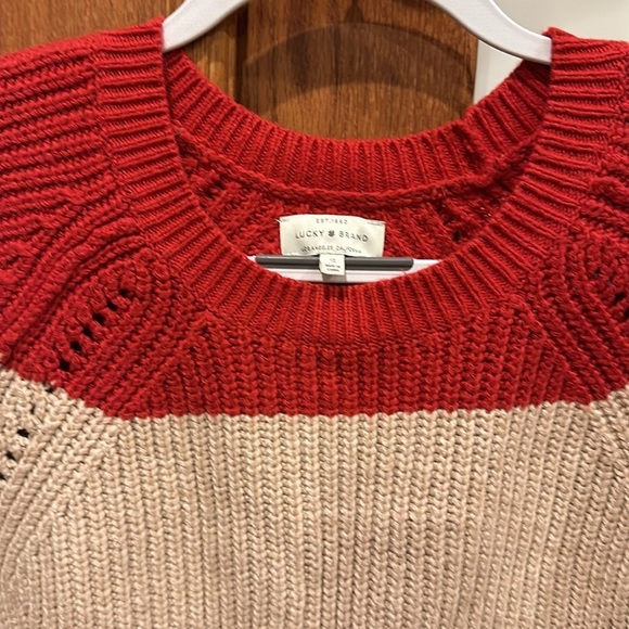 Lucky Brand cream, gray and red striped sweater in great condition! - Picture 2 of 7
